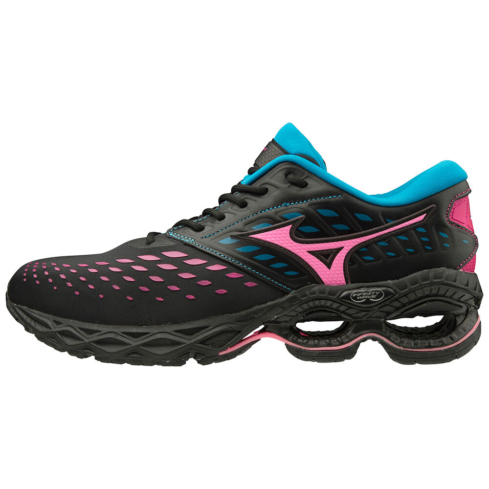 Mens Mizuno Wave Creation LS Trainers Black/Pink/ Blue Philippines (PRAMUD193)